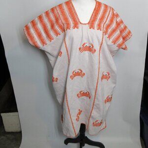 Women's Swim Coverup White Orange Crabs One Size